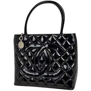 CHANEL Reissue Tote Handbag, Coco Mark, Enamel Bag, Patent Leather, Black, A0...